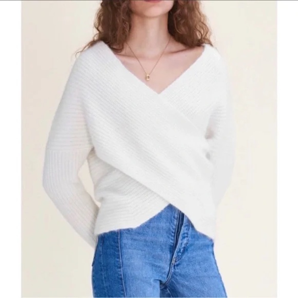 Maje Magda Angora Wool Blend Crossover Sweater